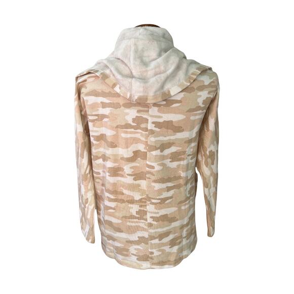 Lucky Brand Knit Cloud Cardigan Cream Camo Print White Tan M - Picture 4 of 6